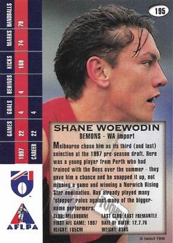 1998 Select AFL Signature Series #195 Shane Woewodin Back